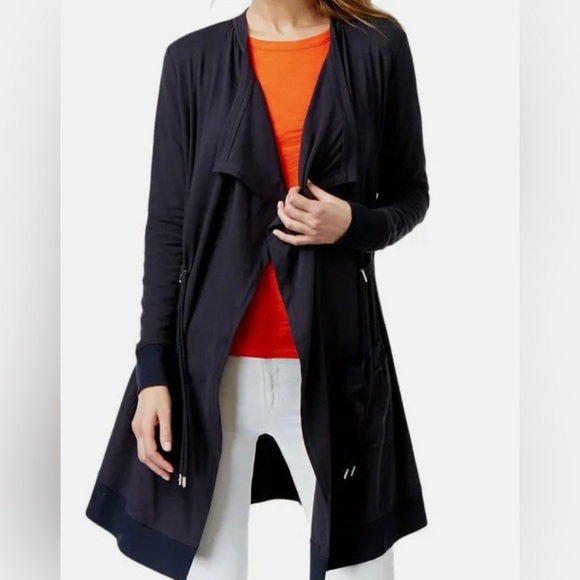Michael Kors Womens' Draped Anorak Cardigan Coat Size M Medium Navy Blue - Picture 1 of 10